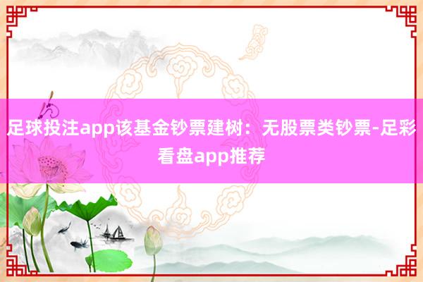 足球投注app该基金钞票建树：无股票类钞票-足彩看盘app推荐