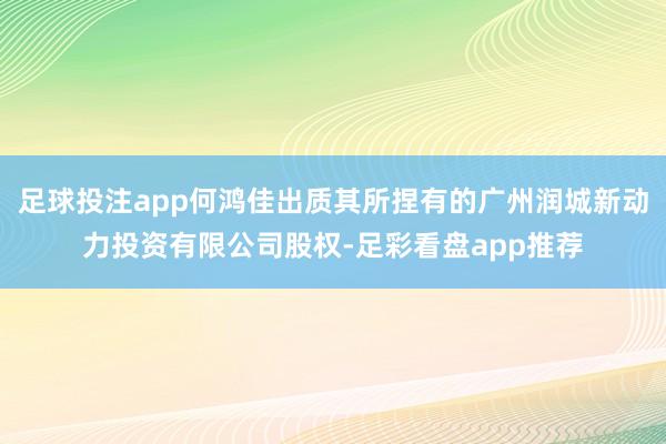 足球投注app何鸿佳出质其所捏有的广州润城新动力投资有限公司股权-足彩看盘app推荐